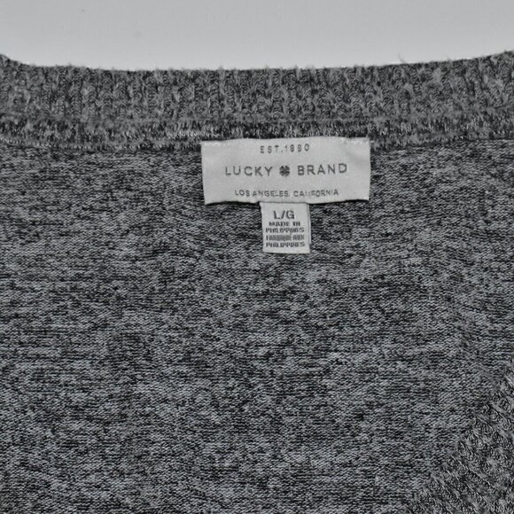 Lucky Brand Long Sleeve Oversized V Neck Pullover Tunic Sweater Grey Size L - Picture 4 of 11